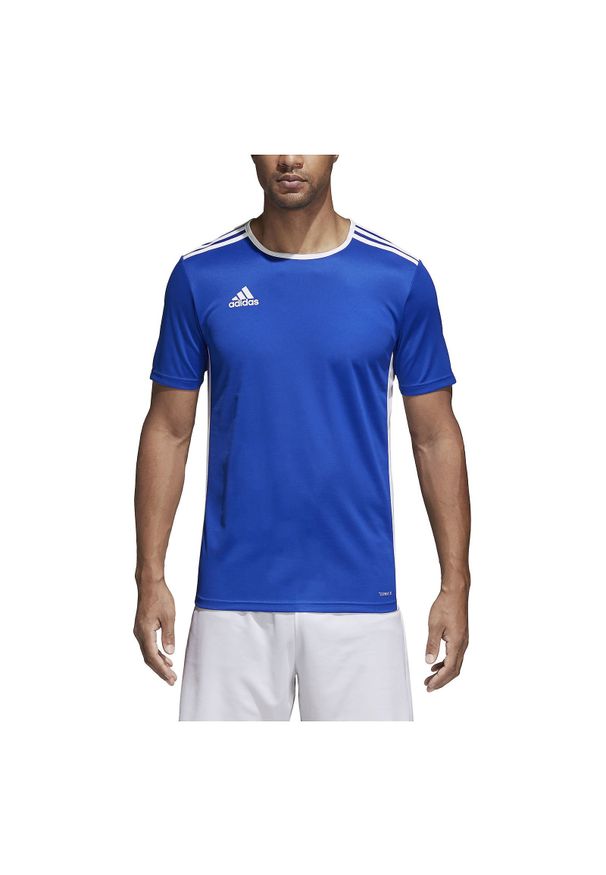Adidas - Koszulka piłkarska męska adidas Entrada 18 CF1037. Materiał: materiał, poliester, skóra, dzianina. Technologia: ClimaLite (Adidas). Wzór: ze splotem. Sport: piłka nożna