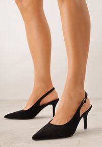 Renee - Czarne Sandały na Szpilce w Stylu Slingback Tarosie. Okazja: na co dzień. Zapięcie: sprzączka. Kolor: czarny. Materiał: jeans. Sezon: wiosna. Obcas: na szpilce. Styl: casual, elegancki #1