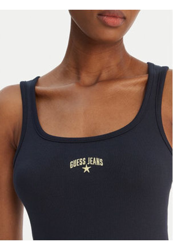Guess Jeans Top W6GPZ2 KA0H1 Granatowy Slim Fit. Kolor: niebieski. Materiał: bawełna
