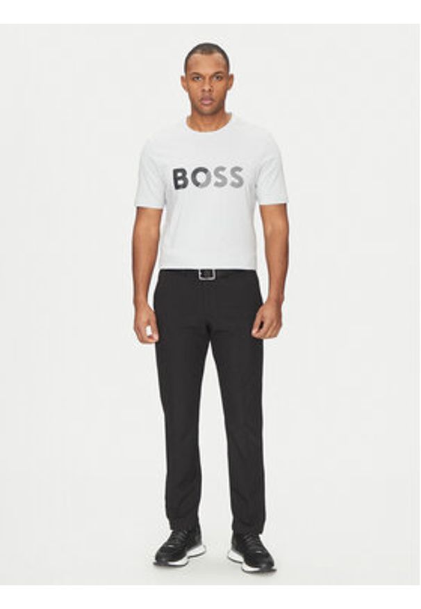 BOSS T-Shirt Tape Logo 50530990 Szary Regular Fit. Kolor: szary. Materiał: bawełna