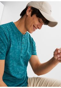 bonprix - Shirt z dekoltem henley, krótki rękaw (2 szt.). Typ kołnierza: typu henley. Kolor: niebieski. Długość rękawa: krótki rękaw. Długość: krótkie #3