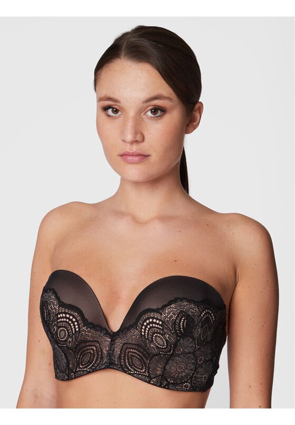 Wonderbra Biustonosz bardotka WB000BHO Czarny. Kolor: czarny. Materiał: syntetyk