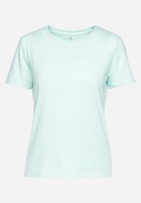 Born2be - Miętowy Gładki T-shirt z Krótkim Rękawem Elldora. Okazja: na co dzień. Kolor: miętowy. Materiał: jeans. Długość rękawa: krótki rękaw. Długość: krótkie. Wzór: gładki. Styl: klasyczny, casual, elegancki #2