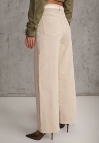 Renee - Beżowe Szerokie Jeansy Bawełniane High Waist Fyrlyss. Okazja: na co dzień. Stan: podwyższony. Kolor: beżowy. Styl: casual, elegancki #4
