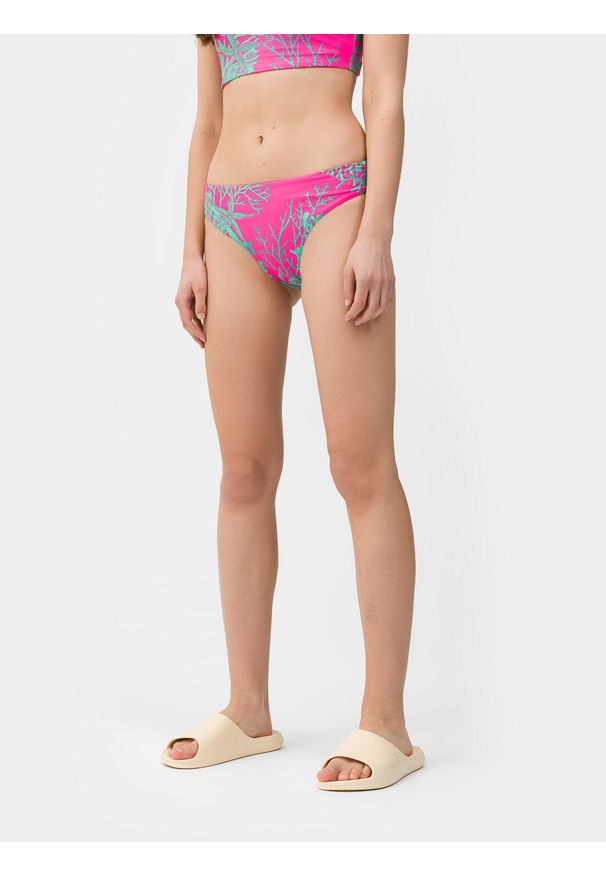 4f - 4F Dół od bikini damski M. Stan: podwyższony. Kolor: wielokolorowy. Materiał: włókno, dzianina, materiał. Wzór: gładki