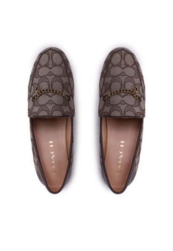 Coach Loafersy Hanna Textured Jacq CC888 Brązowy. Kolor: brązowy. Materiał: materiał