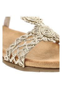 Złote Sandały Artiker Wsuwane Obuwie Damskie. Okazja: na co dzień. Zapięcie: bez zapięcia. Kolor: złoty. Wzór: ze splotem, paski, aplikacja, ażurowy. Sezon: lato. Styl: wakacyjny, casual #3