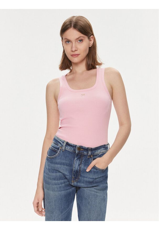 Pinko Top 100807 A0PU Różowy Slim Fit. Kolor: różowy. Materiał: bawełna