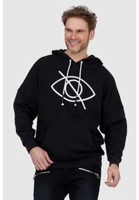 PALM ANGELS Czarna bluza męska z białym printem, Rozmiar S. Typ kołnierza: kaptur. Kolor: czarny. Materiał: prążkowany. Wzór: nadruk #1