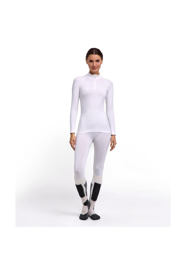 Damska koszulka z długim rękawem i zamkiem przy szyi Falke Maximum Warm. Kolor: biały. Materiał: materiał. Długość rękawa: długi rękaw. Długość: długie