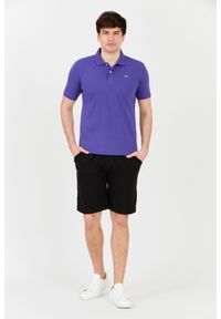 La Martina - LA MARTINA Fioletowe męskie polo z małym logo, Rozmiar XXL. Typ kołnierza: polo. Kolor: fioletowy #7
