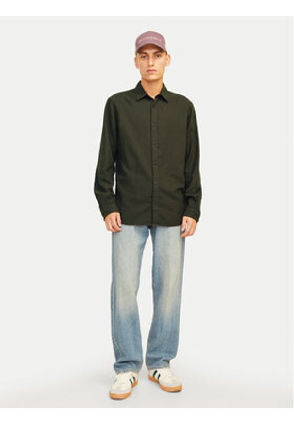 Jack & Jones - Jack&Jones Koszula Joshua 12258429 Zielony Slim Fit. Kolor: zielony. Materiał: bawełna, syntetyk