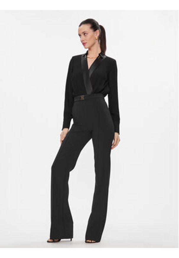 Elisabetta Franchi Spodnie materiałowe PA-T15-41E2-V300 Czarny Flare Fit. Kolor: czarny. Materiał: syntetyk