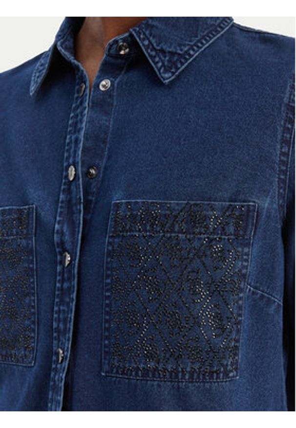 Guess Koszula jeansowa W6RH82 D6841 Granatowy Regular Fit. Kolor: niebieski. Materiał: bawełna