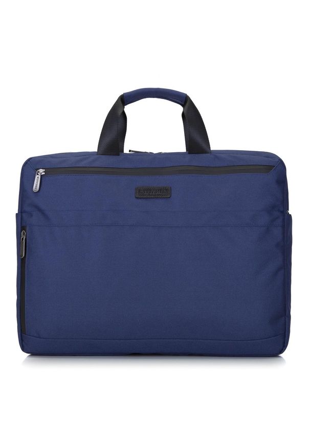 Wittchen - Męska torba na laptopa 17” z boczną kieszenią duża granatowa. Kolor: niebieski. Materiał: poliester
