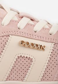 Born2be - Różowe Skórzane Sneakersy na Grubej Podeszwie Zdobione Drobną Perforacją Serinatea. Okazja: na co dzień. Kolor: różowy. Materiał: skóra. Wzór: aplikacja #7