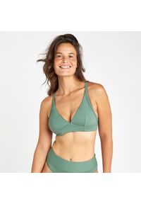 OLAIAN - Góra kostiumu kąpielowego surfingowego damska Olaian Bea. Kolor: zielony. Materiał: elastan, poliester, materiał, poliamid