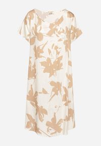 Born2be - Ciemnobeżowa Wiskozowa Sukienka w Kwiatowy Wzór Emitine. Okazja: na co dzień. Kolor: beżowy. Materiał: wiskoza. Wzór: kwiaty. Typ sukienki: proste. Styl: casual, klasyczny #6