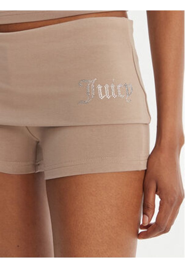 Juicy Couture Szorty sportowe Roll Down JCWHS126307 Beżowy Slim Fit. Kolor: beżowy. Materiał: bawełna