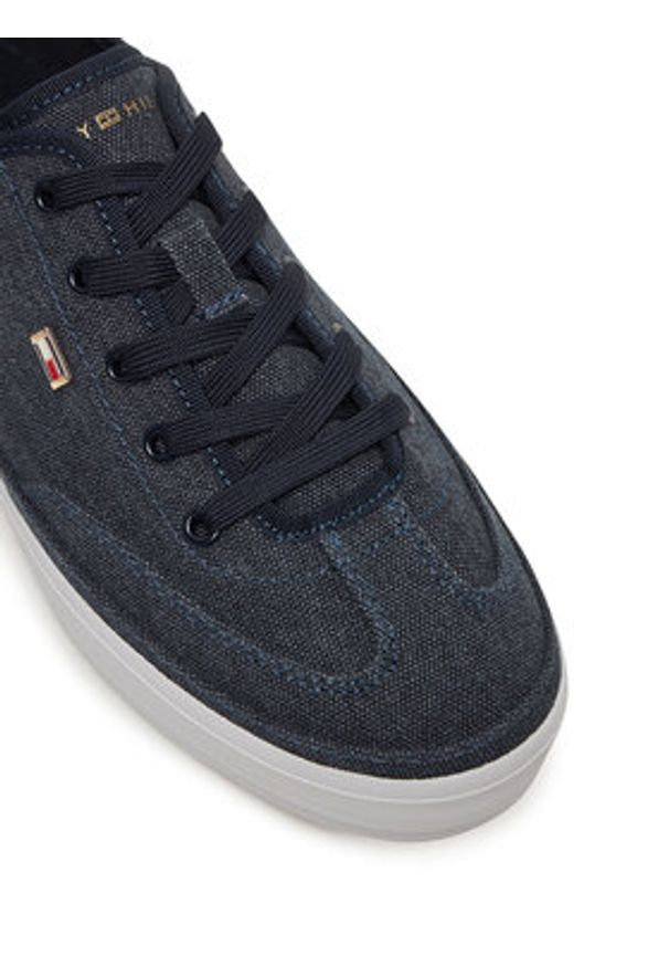 TOMMY HILFIGER - Tommy Hilfiger Sneakersy Washed Canvas Vulc Sneaker FW0FW08894 Granatowy. Kolor: niebieski. Materiał: materiał