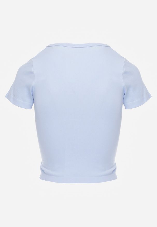Renee - Niebieski Krótki T-shirt Basic z Okrągłym Dekoltem Gresalor. Okazja: na co dzień. Kolor: niebieski. Materiał: zamsz, jeans. Długość: krótkie. Styl: casual, klasyczny