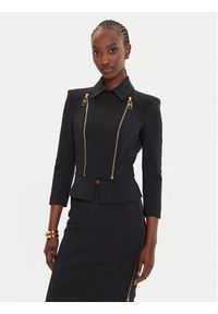 Elisabetta Franchi Marynarka GI-100-46E2 Czarny Slim Fit. Kolor: czarny. Materiał: syntetyk