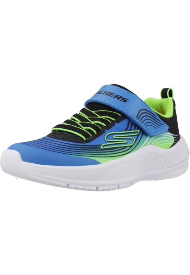 skechers - Buty SKECHERS MICROSPEC ADVANCE Niebieski. Kolor: biały, niebieski, wielokolorowy. Materiał: materiał, syntetyk, tkanina. Model: Skechers Sport. Sport: turystyka piesza