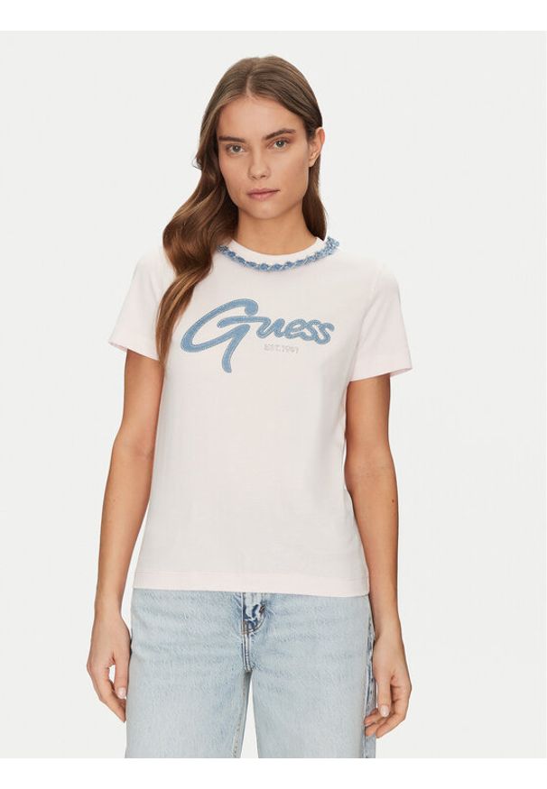 Guess T-Shirt W5GI03I3Z14 Różowy Regular Fit. Kolor: różowy. Materiał: bawełna