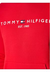 TOMMY HILFIGER - Tommy Hilfiger Bluza Logo Hoody MW0MW11599 Czerwony Regular Fit. Kolor: czerwony. Materiał: syntetyk, bawełna