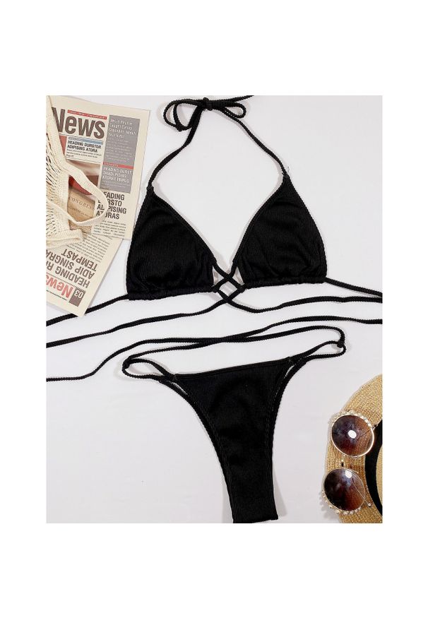 Intica - Dwuczęściowy strój kąpielowy regulowany ze sznureczkami na lato Sylva. Kolor: czarny. Materiał: materiał