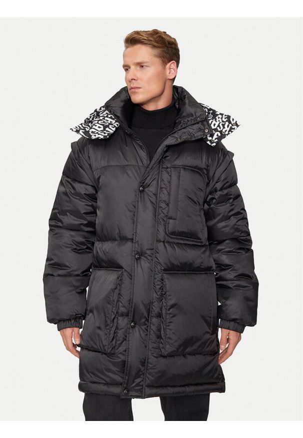 Versace Jeans Couture Płaszcz zimowy 77GAS428 Czarny Loose Fit. Kolor: czarny. Materiał: syntetyk. Sezon: zima