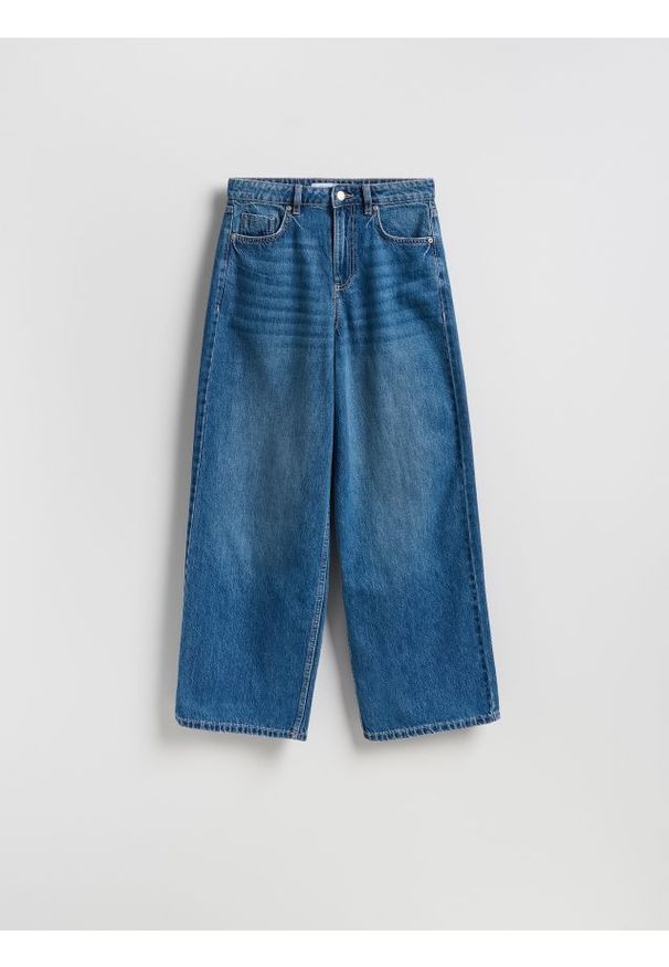 Reserved - Jeansy wide leg - niebieski. Kolor: niebieski