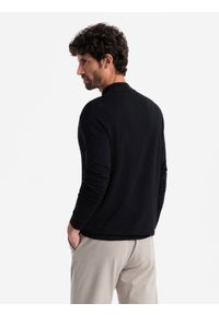 Ombre Clothing - Męski półgolf dzianinowy z wiskozą – czarny V1. Okazja: na co dzień. Kolor: czarny. Materiał: wiskoza, dzianina. Wzór: gładki, jednolity. Styl: klasyczny, casual, elegancki #3