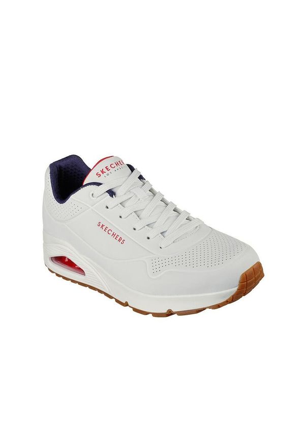 skechers - Buty na co dzień męskie SKECHERS UNO STAND ON AIR skóra. Okazja: na co dzień. Kolor: biały, czerwony, wielokolorowy. Materiał: skóra. Sport: turystyka piesza