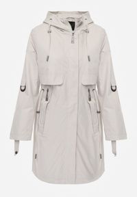 Renee - Beżowa Przejściowa Kurtka Parka z Rękawami z Możliwością Podpięcia Tinarae. Okazja: na spacer. Kolor: beżowy #3