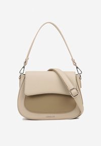 Born2be - Beżowa Torebka Listonoszka z Paskiem i Rączką Claravie. Kolor: beżowy. Styl: elegancki, casual