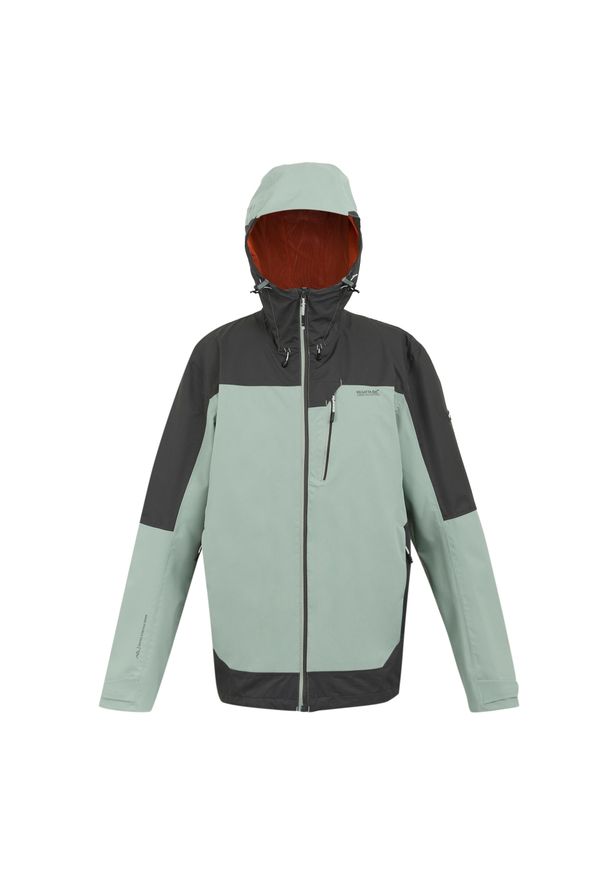 Regatta - Męska Kurtka Wodoodporna Highton IV Stretch. Kolor: wielokolorowy, szary, fioletowy. Sport: turystyka piesza