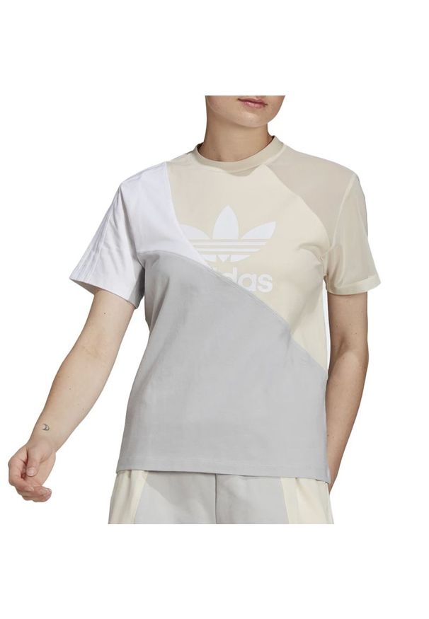 Adidas - Koszulka adidas Originals Adicolor Split Trefoil HC7041 - szara. Kolor: szary. Materiał: materiał, bawełna, nylon, elastan