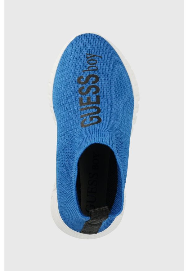 Guess sneakersy dziecięce. Nosek buta: okrągły. Kolor: niebieski. Szerokość cholewki: normalna