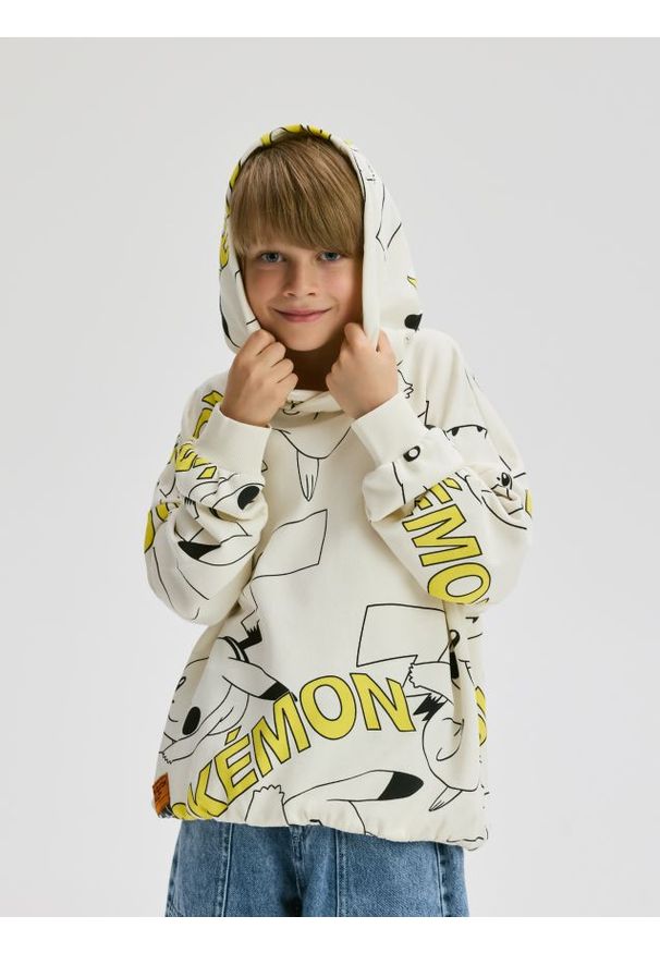 Reserved - Bluza oversize Pokémon - złamana biel. Materiał: bawełna, dzianina