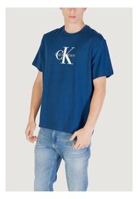 Calvin Klein Jeans T-Shirt Hero Monologo LV04RB862G Błękitny Regular Fit. Kolor: niebieski. Materiał: bawełna #2