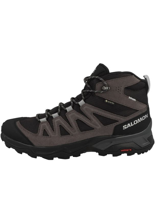 salomon - Buty trekkingowe męskie Salomon X Ultra Mid 4 Wide Gtx. Wysokość cholewki: za kostkę. Zapięcie: sznurówki. Kolor: czarny. Materiał: materiał. Szerokość cholewki: normalna. Technologia: Gore-Tex. Sport: turystyka piesza
