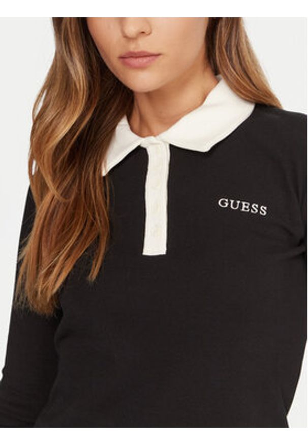 Guess Polo V5BP12 K1891 Czarny Regular Fit. Typ kołnierza: polo. Kolor: czarny. Materiał: bawełna
