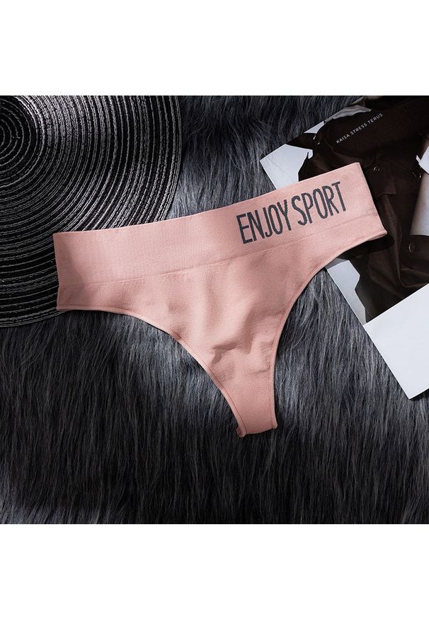 Intica - Figi brazyliany sportowe z elastycznym pasem Neige. Kolor: różowy. Materiał: materiał