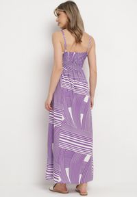 Born2be - Fioletowa Sukienka z Kopertowym Dekoltem na Regulowanych Ramiączkach z Rozcięciami Jatila. Okazja: na co dzień. Typ kołnierza: dekolt kopertowy. Kolor: fioletowy. Długość rękawa: na ramiączkach. Typ sukienki: kopertowe. Styl: casual #2