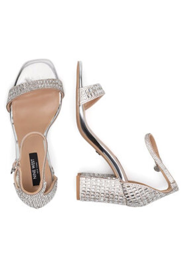 Nine West Sandały WFA3032-1 Srebrny. Kolor: srebrny. Materiał: materiał
