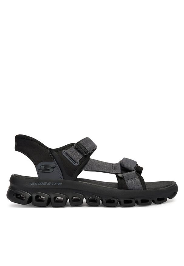 skechers - Skechers Sandały Glide Step Sandal 233382/BBK Czarny. Kolor: czarny. Materiał: materiał