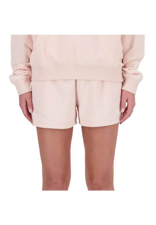 Spodenki New Balance WS41500OUK - różowe. Kolor: różowy. Materiał: tkanina, poliester, bawełna, dresówka. Długość: krótkie