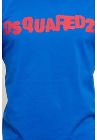 DSQUARED2 Niebieski t-shirt męski z czerwonym logo. Kolor: niebieski. Materiał: prążkowany #3