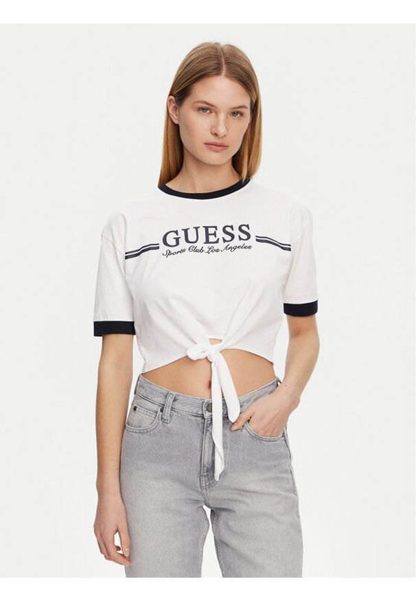 Guess T-Shirt V5GI05 I3Z14 Biały Regular Fit. Kolor: biały. Materiał: bawełna